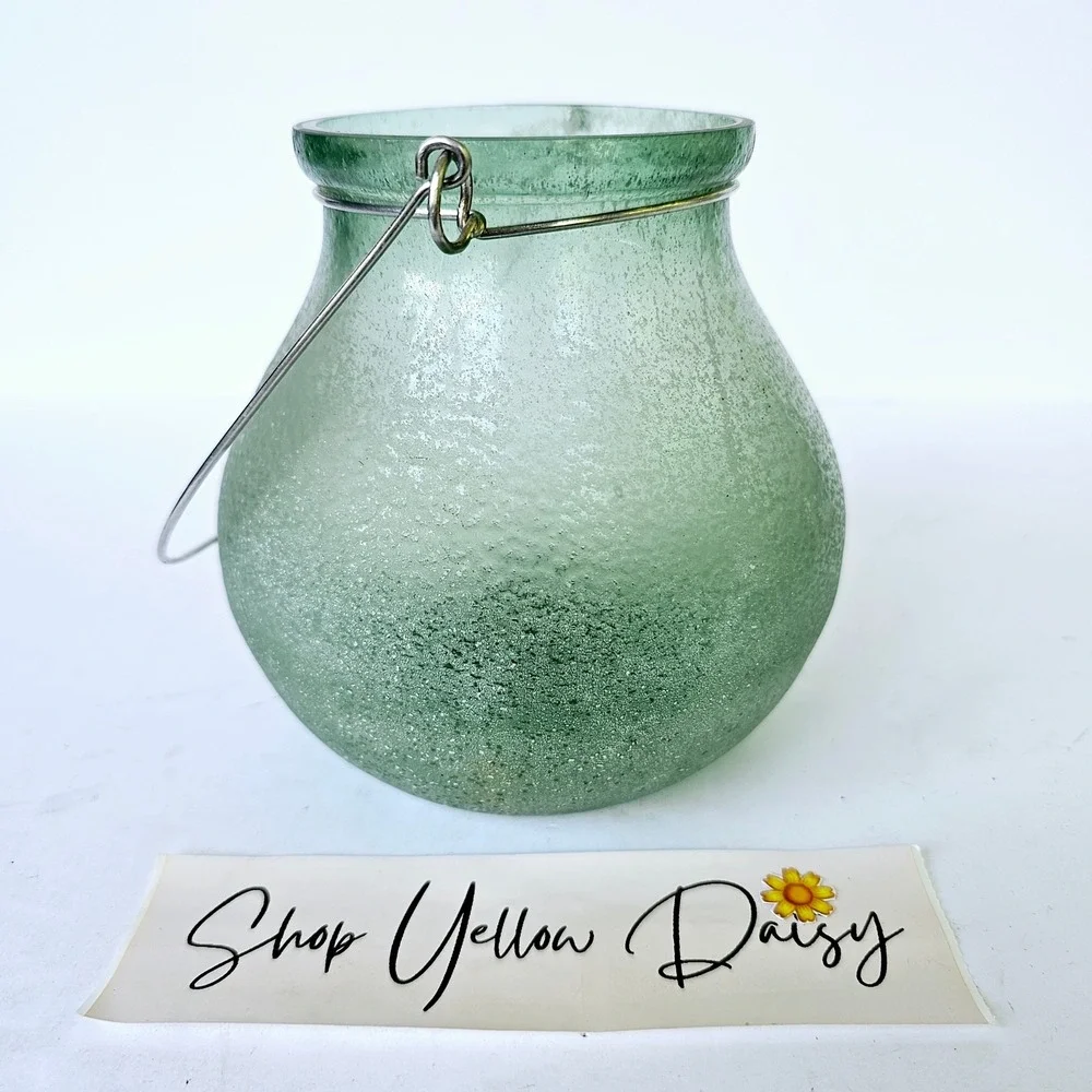 Pottery Barn‎ Frosted Seaglass Votive Candle Holder Mouth Blown Glass - M860.2